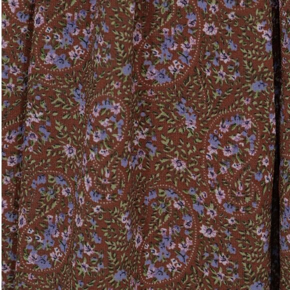 Code x Mode Peasant Dress Milk Maid Liberty Floral Hippie 70s Brown Autumn Maxi - Picture 6 of 15